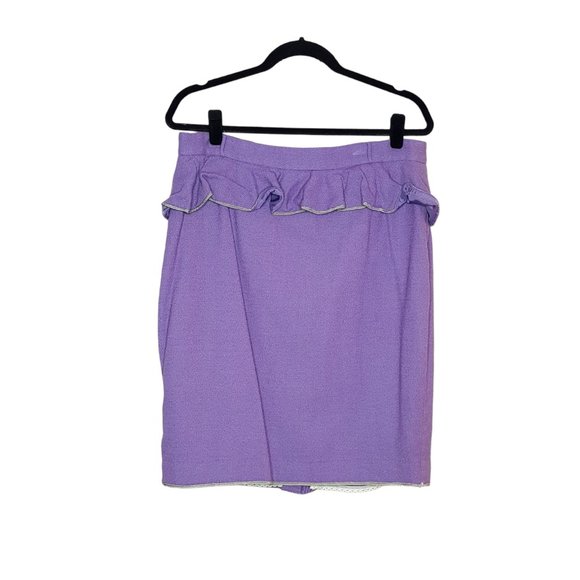 Treslise Cooper Dresses & Skirts - Treslise Cooper Size 16 Purple Wool Blend Frill Office Pencil Straight Skirt